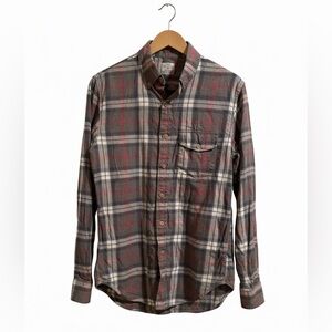 J. Crew Red and Gray Plaid Casual Button Down Shirt